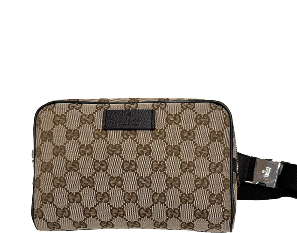 Gucci GG Belt Bag Black in Canvas with Silver-tone - US