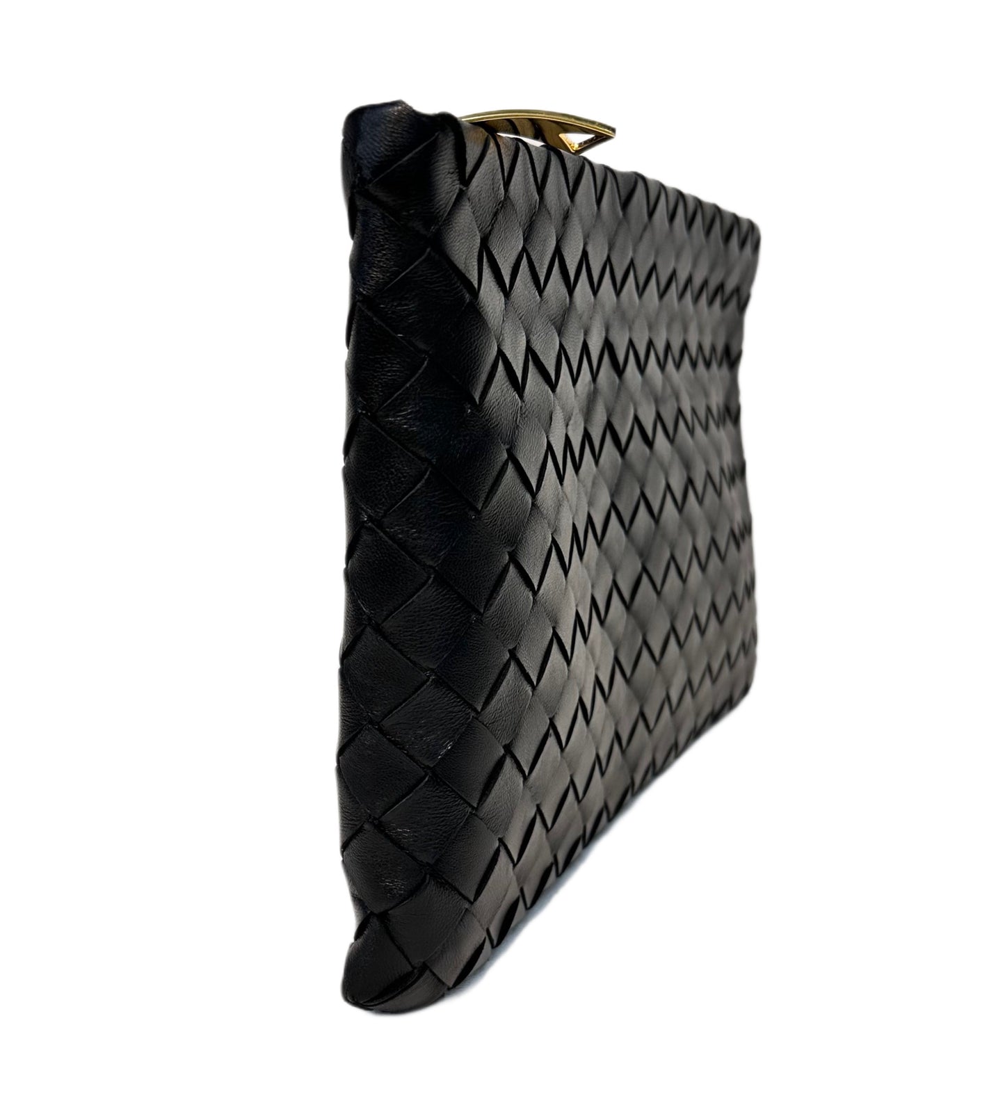 BOTTEGA VENETA Black Woven Clutch