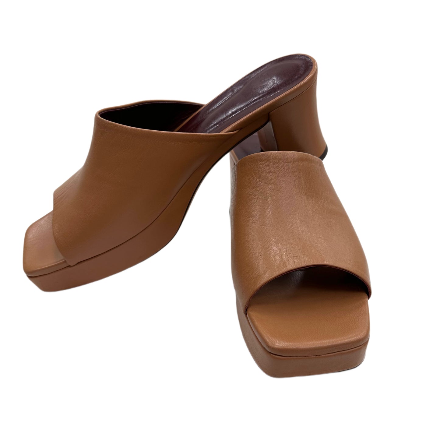 STAUD Platform Slides Tan Size 39