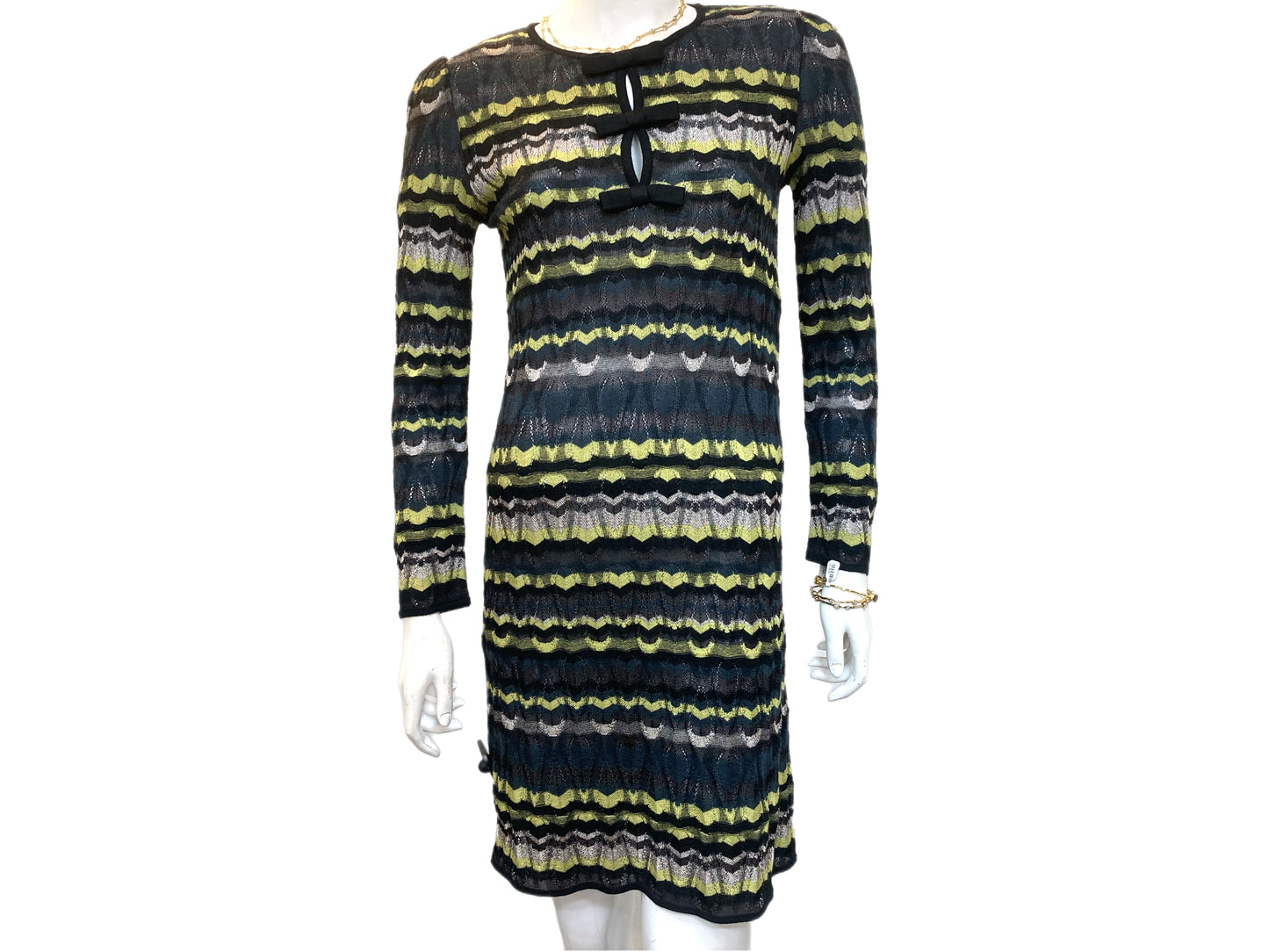 MISSONI Long Sleeve Knit Dress Multi-Color Size 6