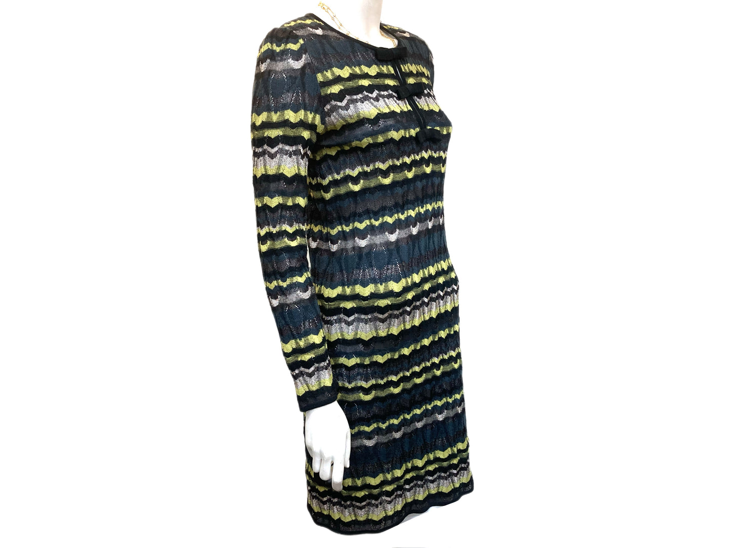 MISSONI Long Sleeve Knit Dress Multi-Color Size 6