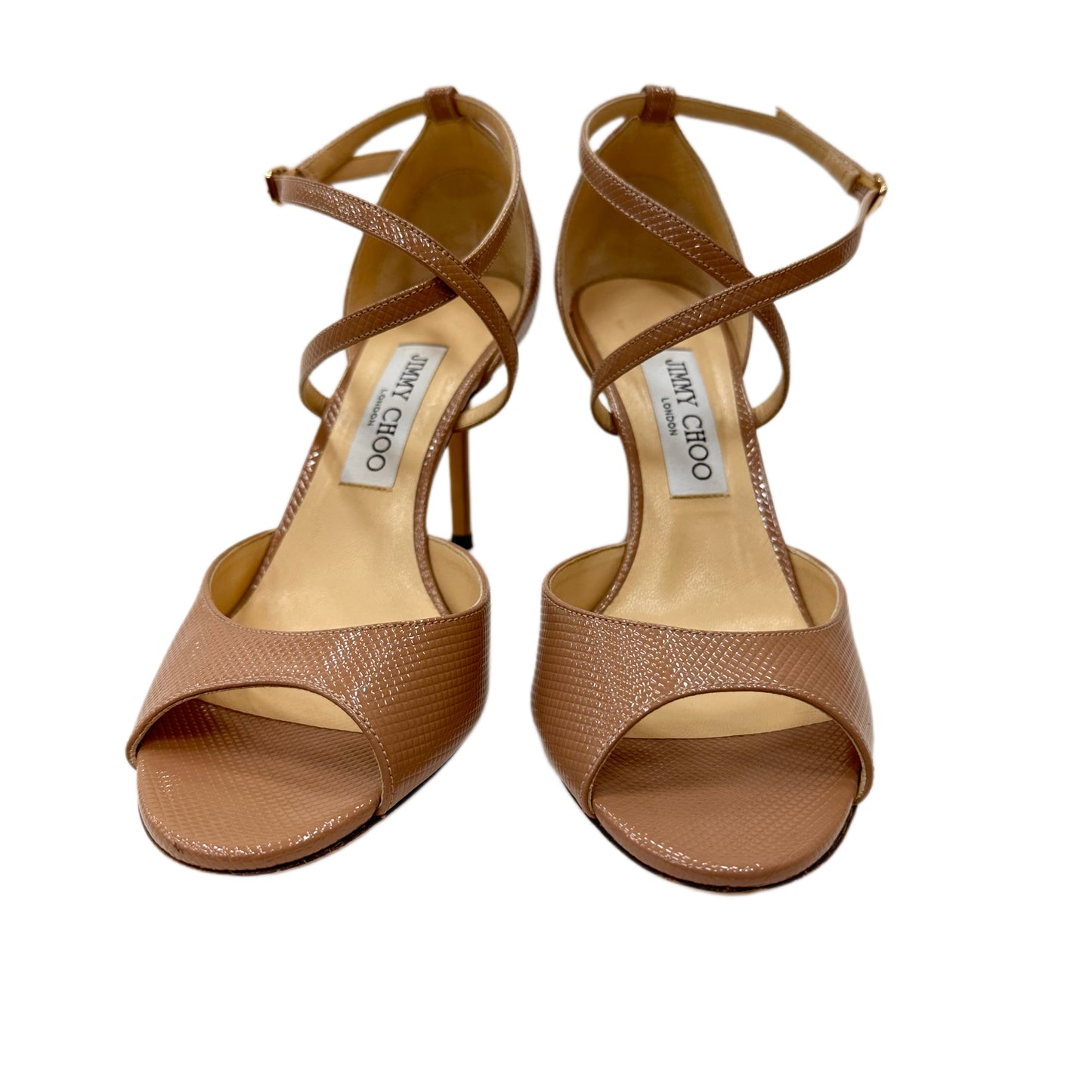 JIMMY CHOO Leather Beige Sandal Size 8.5