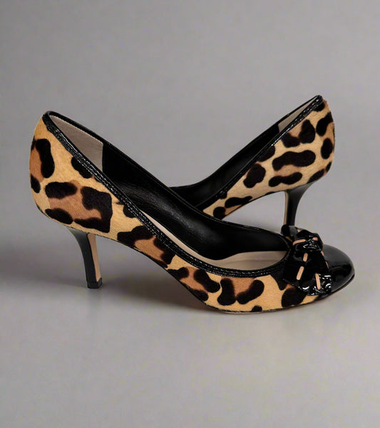 CHRISTIAN DIOR Leopard Print Pony Hair Pump Size 7.5