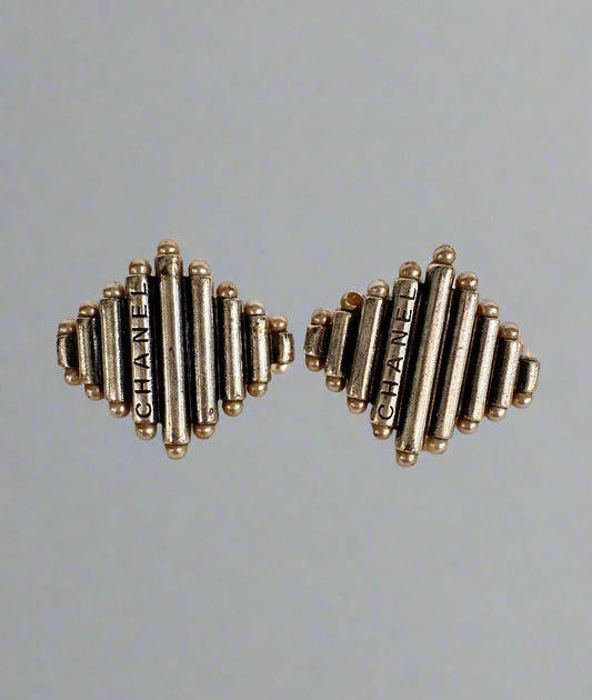 CHANEL Silver Toned Vintage Earrings