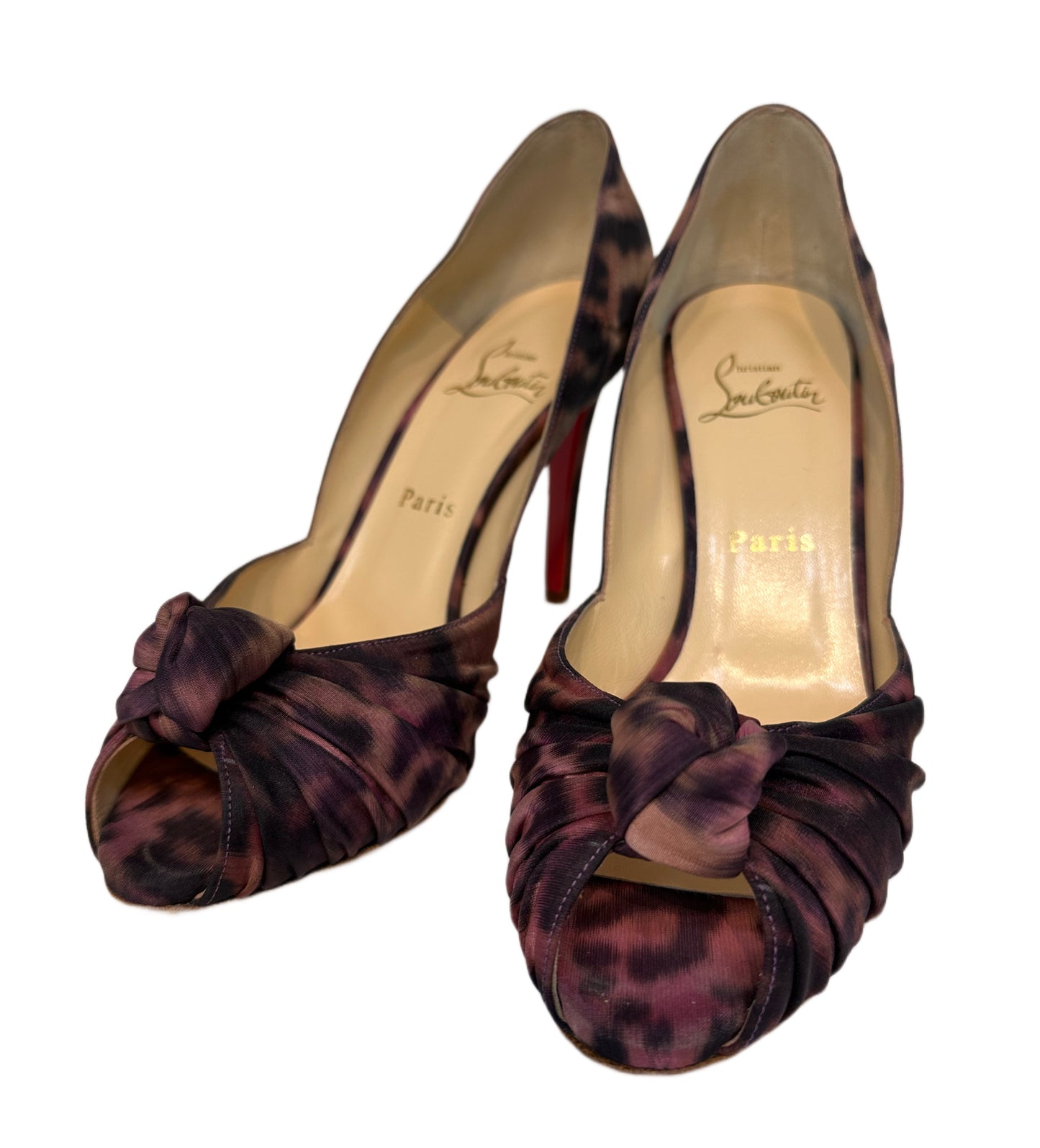 CHRISTIAN LOUBOUTIN Silk Cheetah Print Pump 38