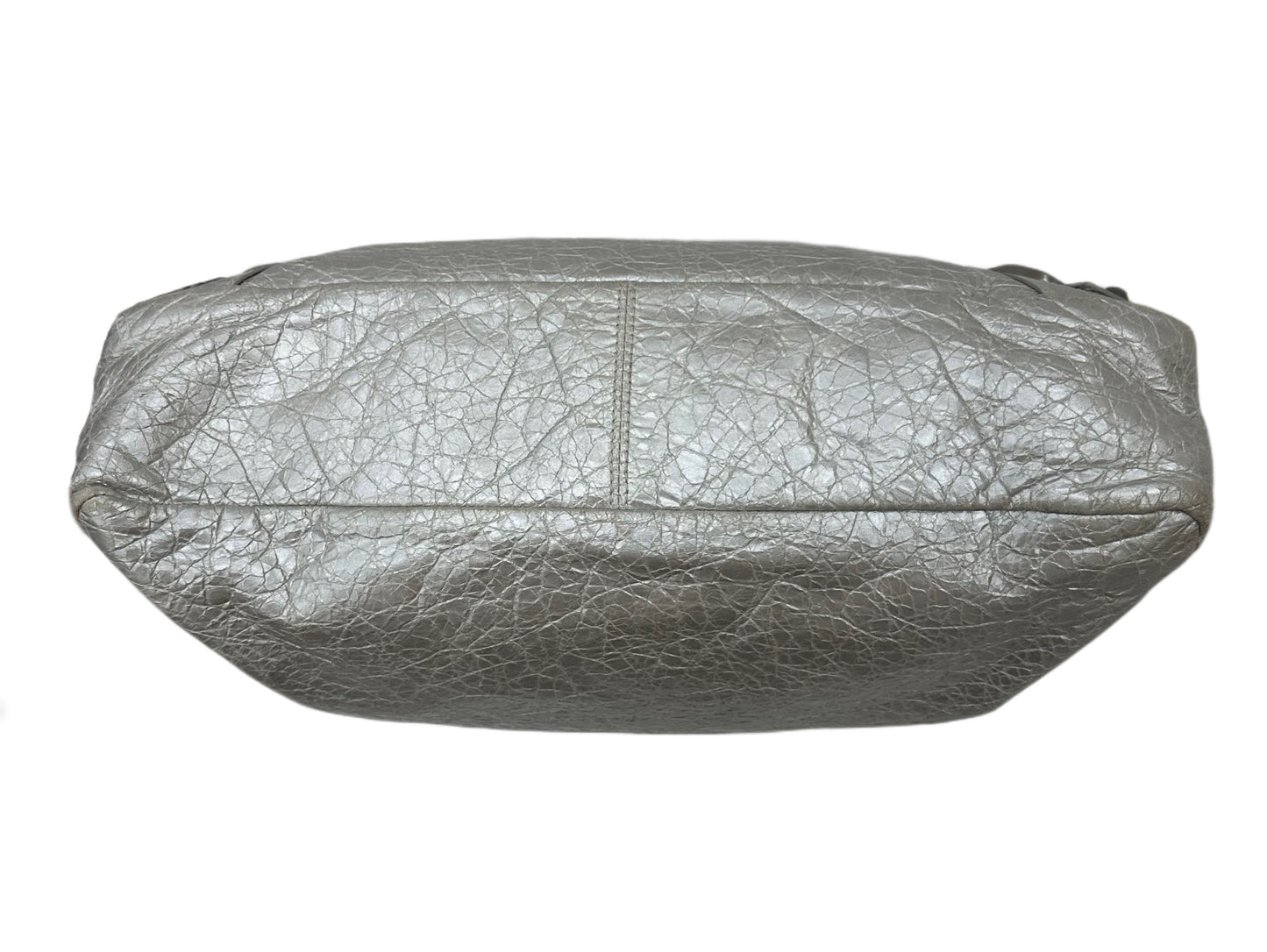 BALENCIAGA Silver Leather Small Moto Bag