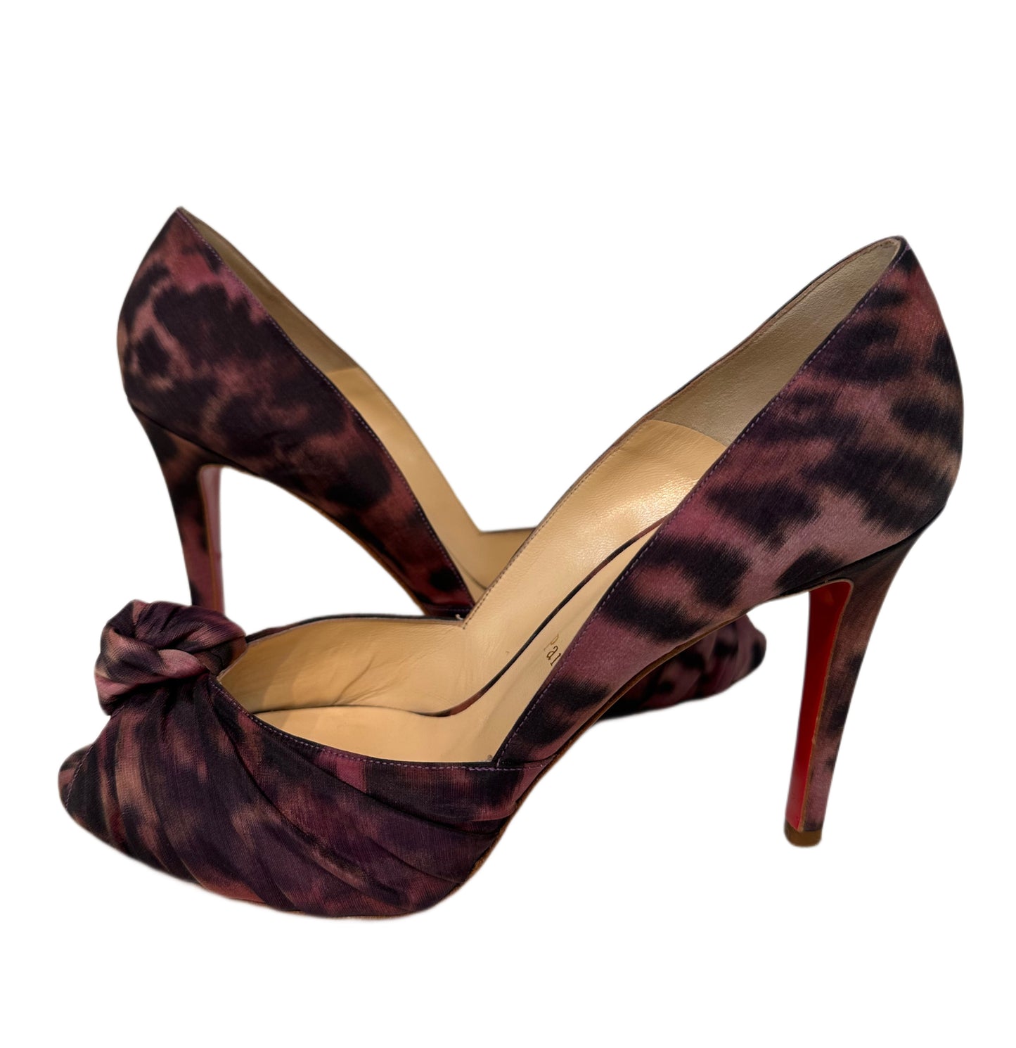 CHRISTIAN LOUBOUTIN Silk Cheetah Print Pump 38