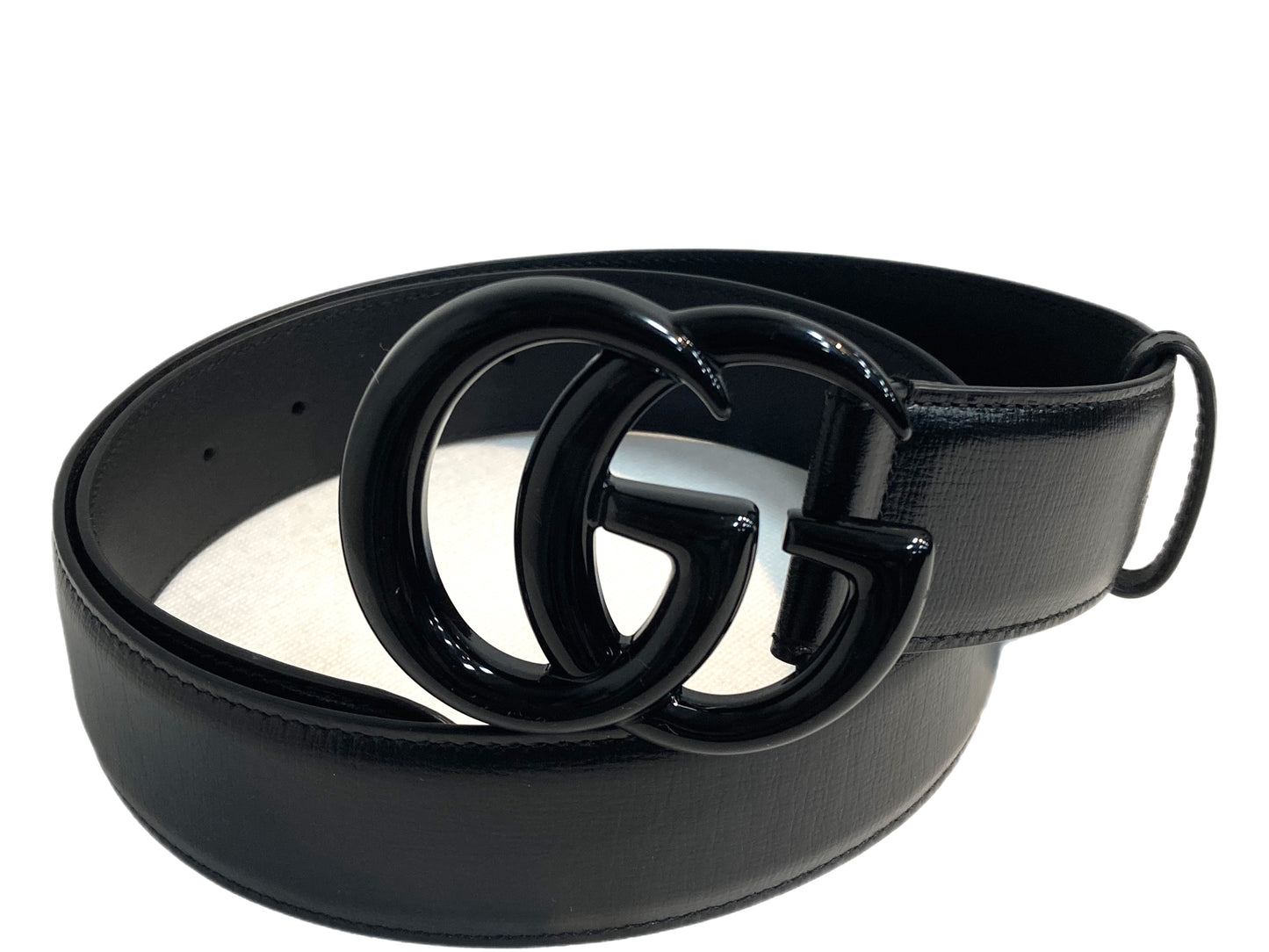 GUCCI Leather Double GG Belt Black