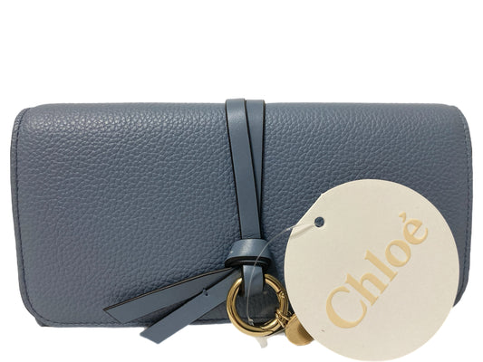 CHLOE Leather Charm Flap Wallet Cobalt Blue