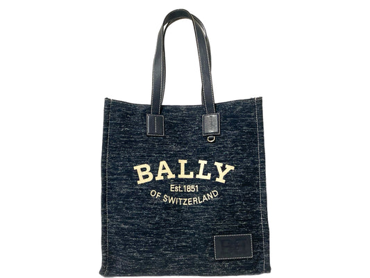 BALLY Denim Two Handle Tote, Navy