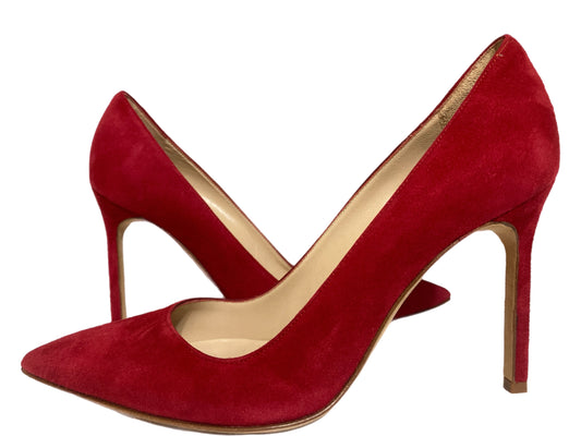 MANOLO BLAHNIK Suede Pointed Toe Pumps Red Size 35.5