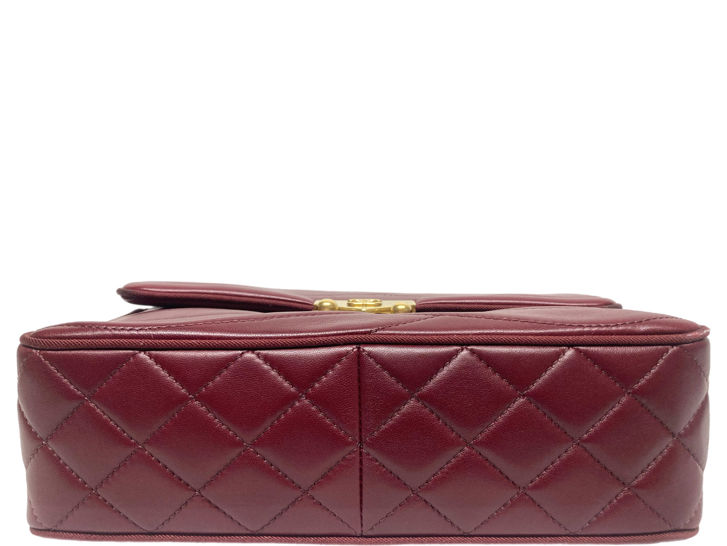 CHANEL Leather Pagoda Single Flap Bag Burgundy