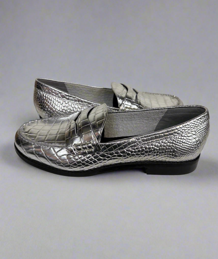 MARC FISHER Silver Loafers