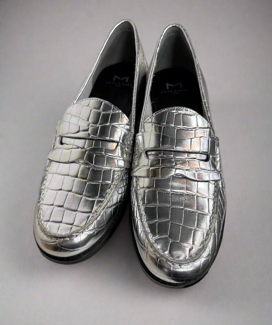 MARC FISHER Silver Loafers