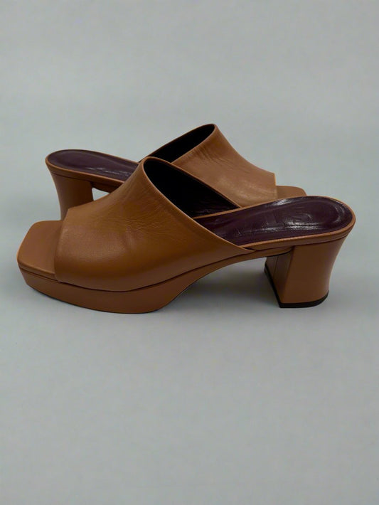 STAUD Platform Slides Tan Size 39