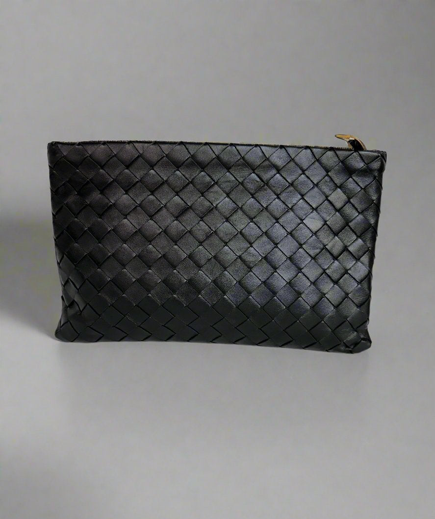 BOTTEGA VENETA Black Woven Clutch