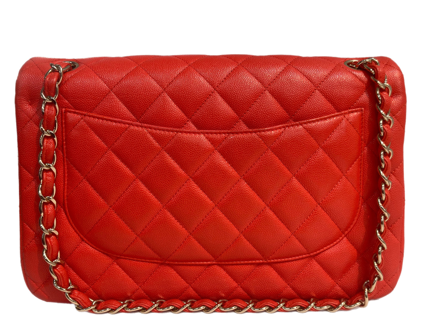 Chanel Red Quilted Patent Leather Classic Jumbo Double Flap Bag