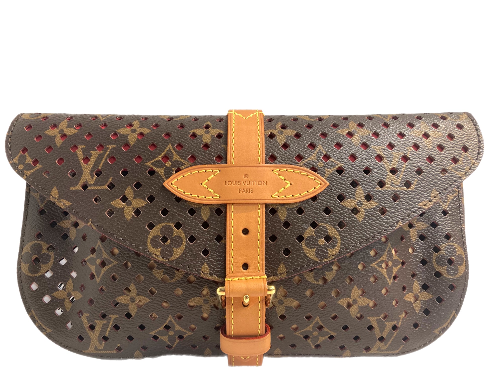 Louis Vuitton Monogram Perforated Leather Belt Black Pony-style