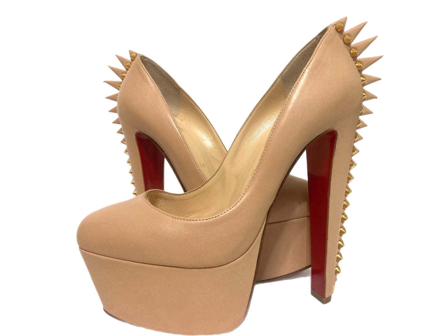 CHRISTIAN LOUBOUTIN Leather Electro Pumps Nude Size 37.5