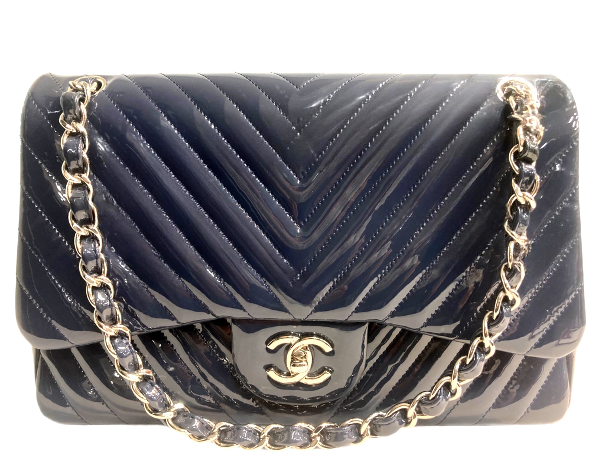 CHANEL, Bags, 0 Authentic Chanel Chevron Grey Patent