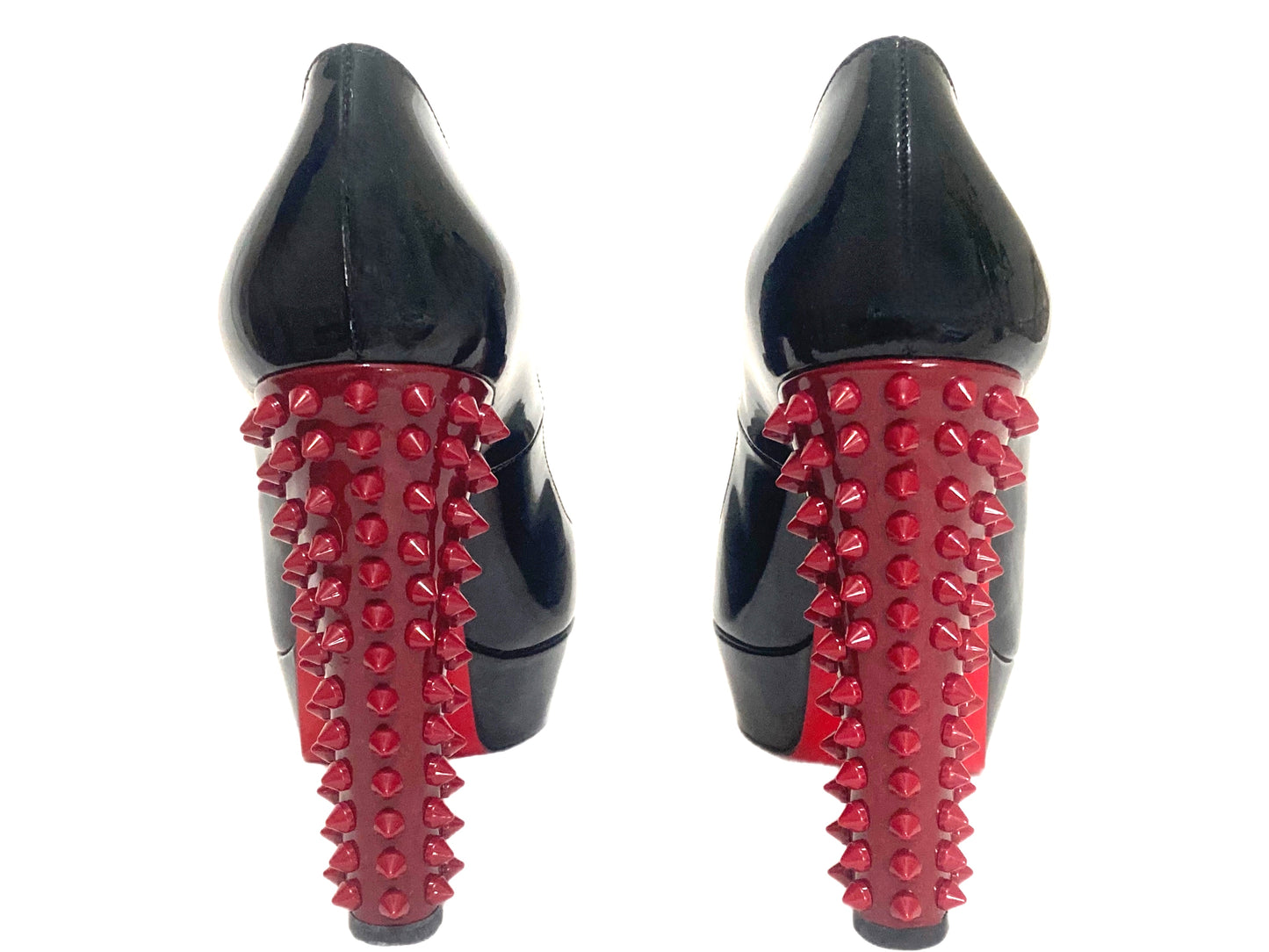 CHRISTIAN LOUBOUTIN Leather Spike Pumps Black Size 37.5