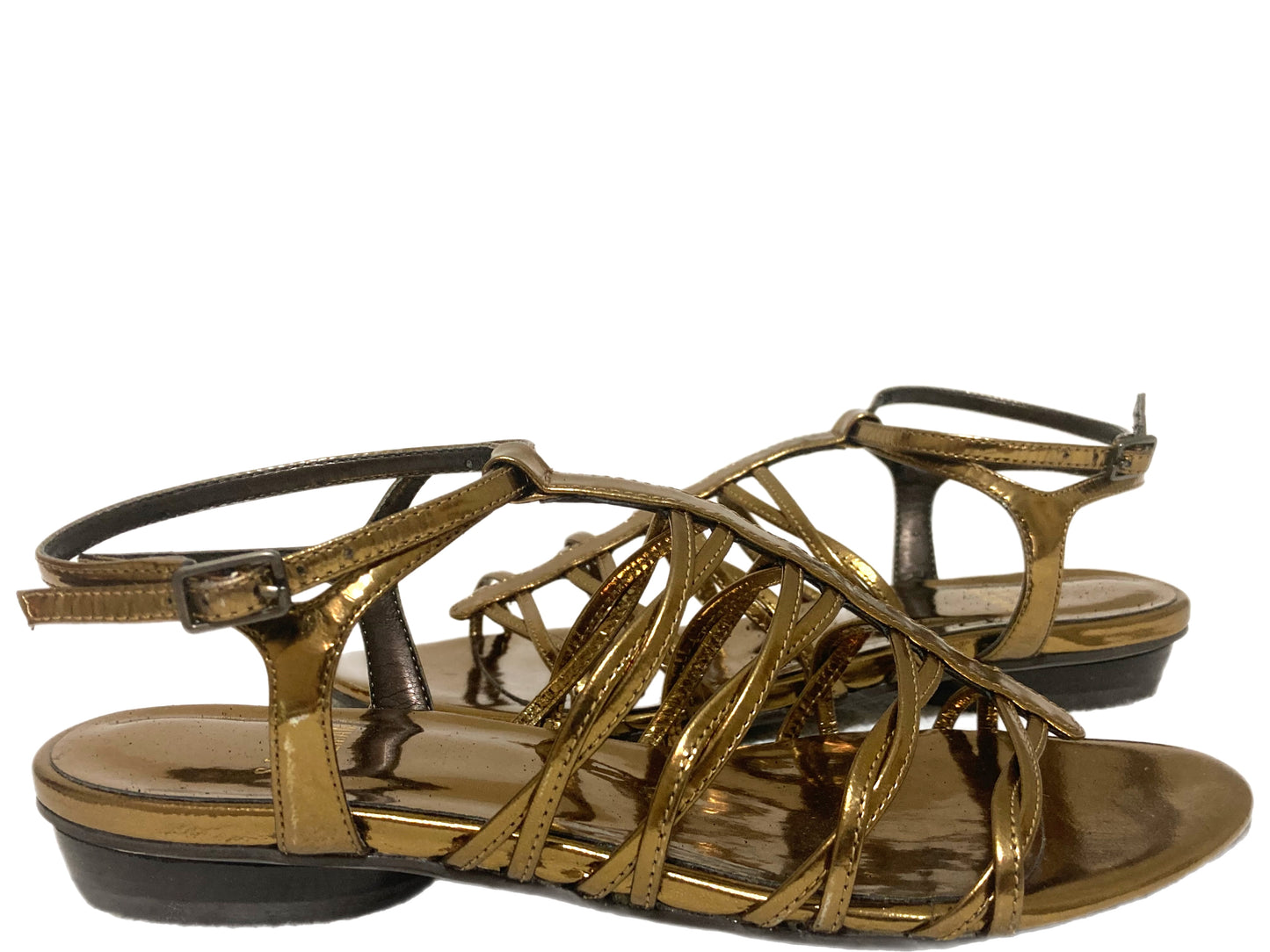 STUART WEITZMAN Leather Control Sandals Bronze Size 5