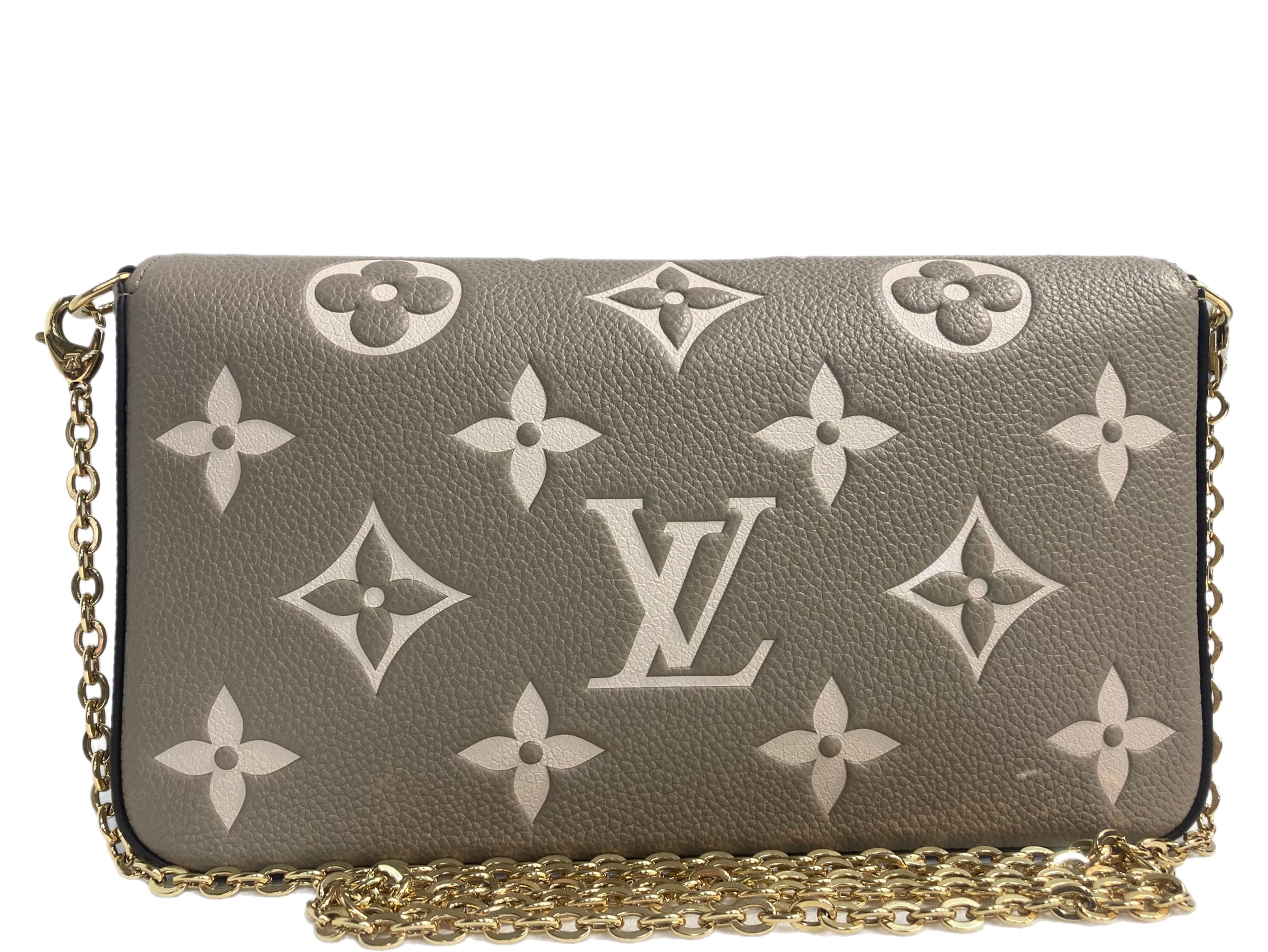 Louis Vuitton Tourterelle Monogram Empreinte Leather Pochette Felicie Bag Louis  Vuitton