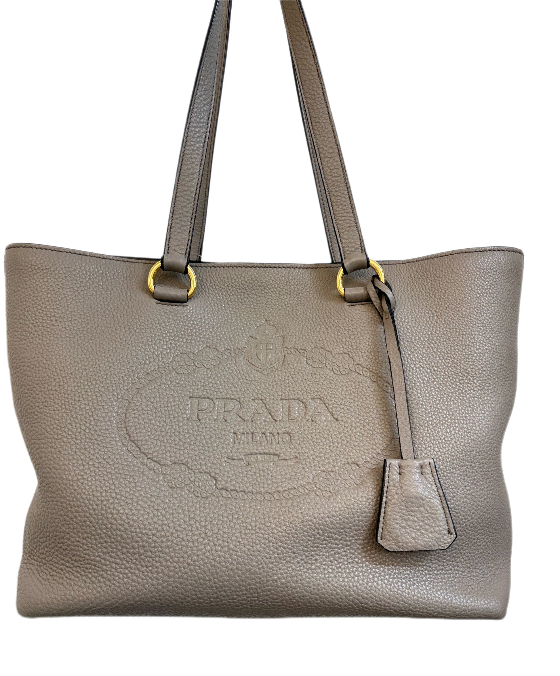 Prada Vitello Phenix Black Leather Tote Bag (Pre-Owned)