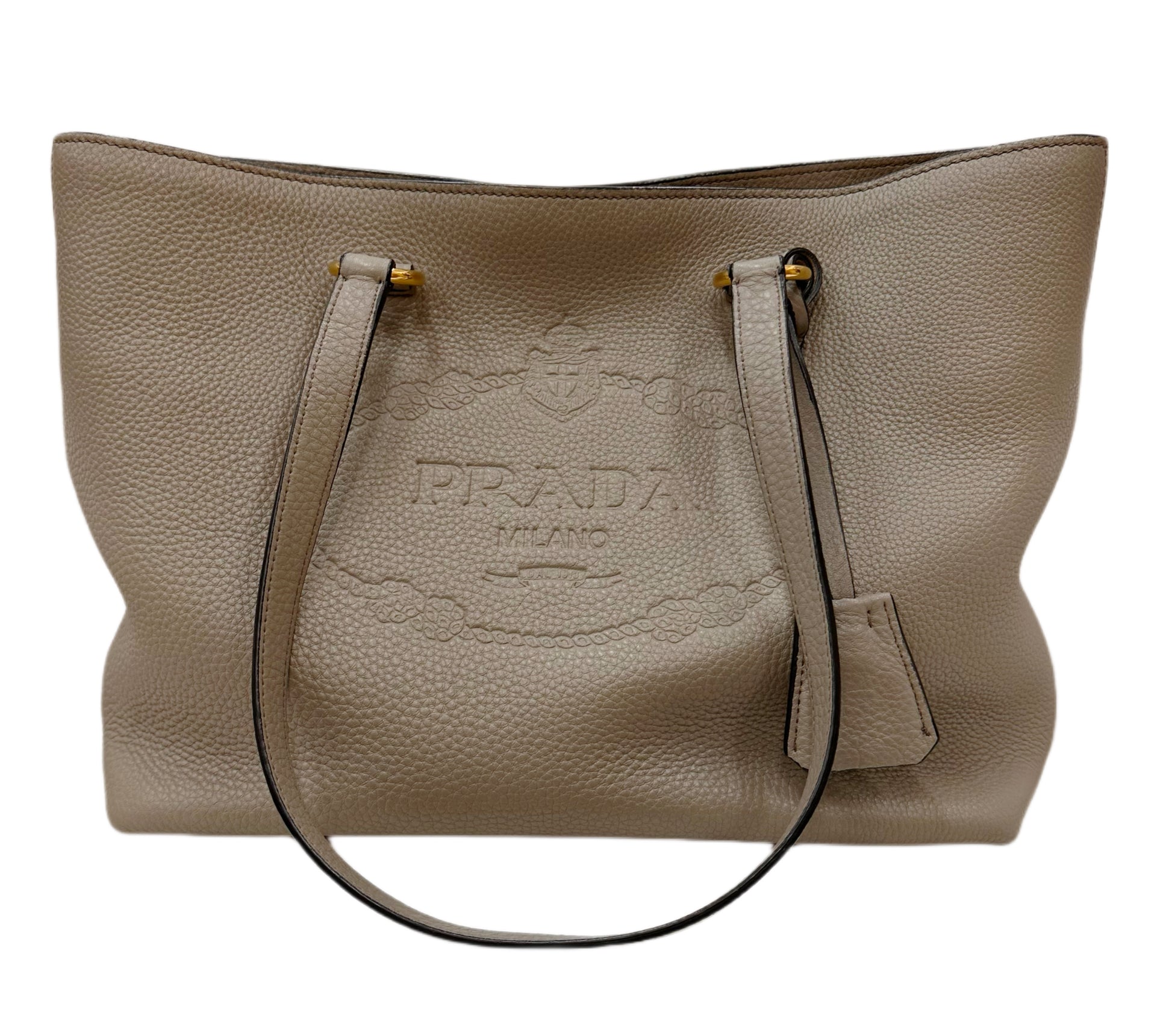 Prada Vitello Phenix Brown Leather Shoulder Bag ()