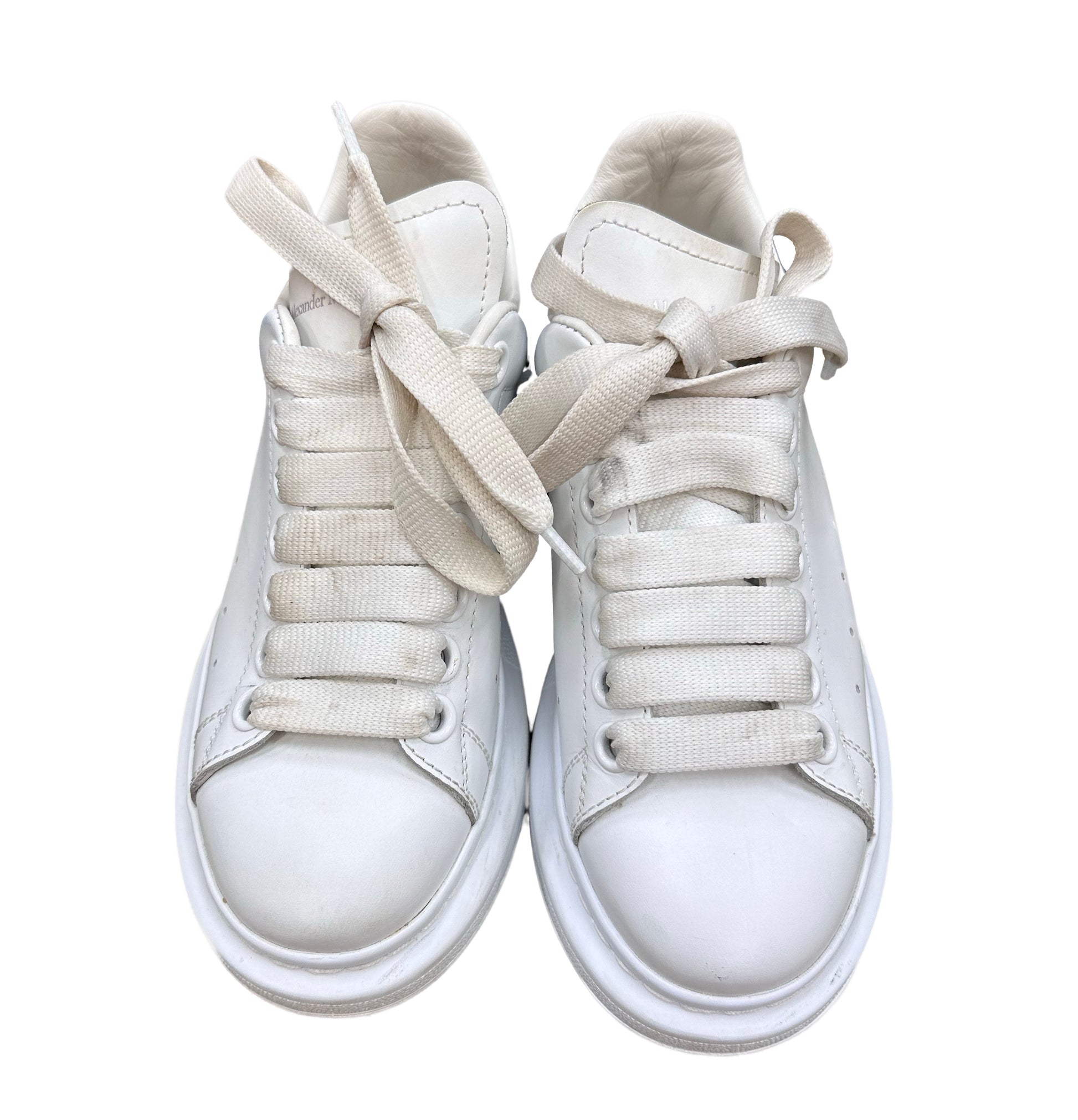 My Sister's Closet  Alexander Mcqueen Alexander McQueen Size 35.5 White  Leather Sneakers