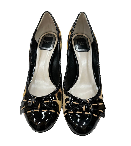 CHRISTIAN DIOR Leopard Print Pony Hair Pump Size 7.5