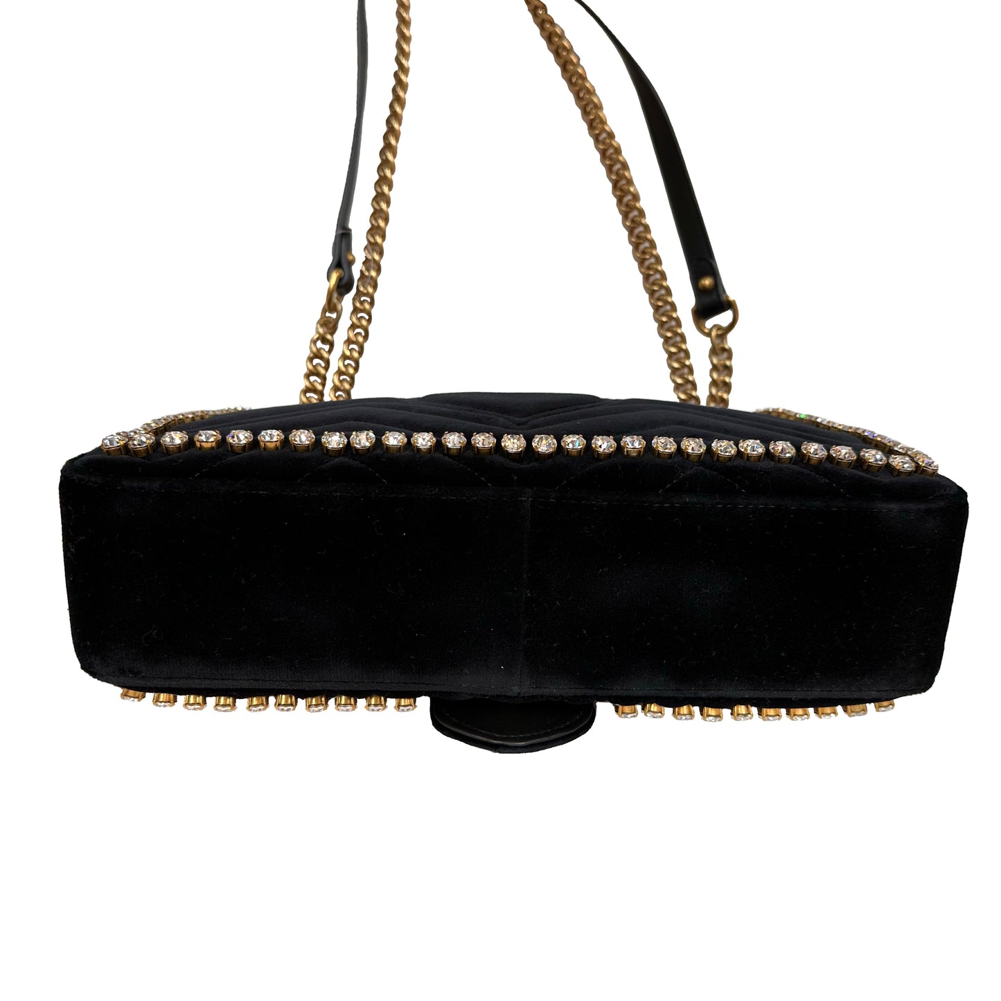 Gucci Marmont Black Velvet Leather Matelasse Shoulder Bag – Queen