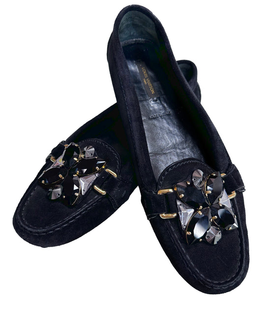 LOUIS VUITTON Black Driving Moccasin Size 9