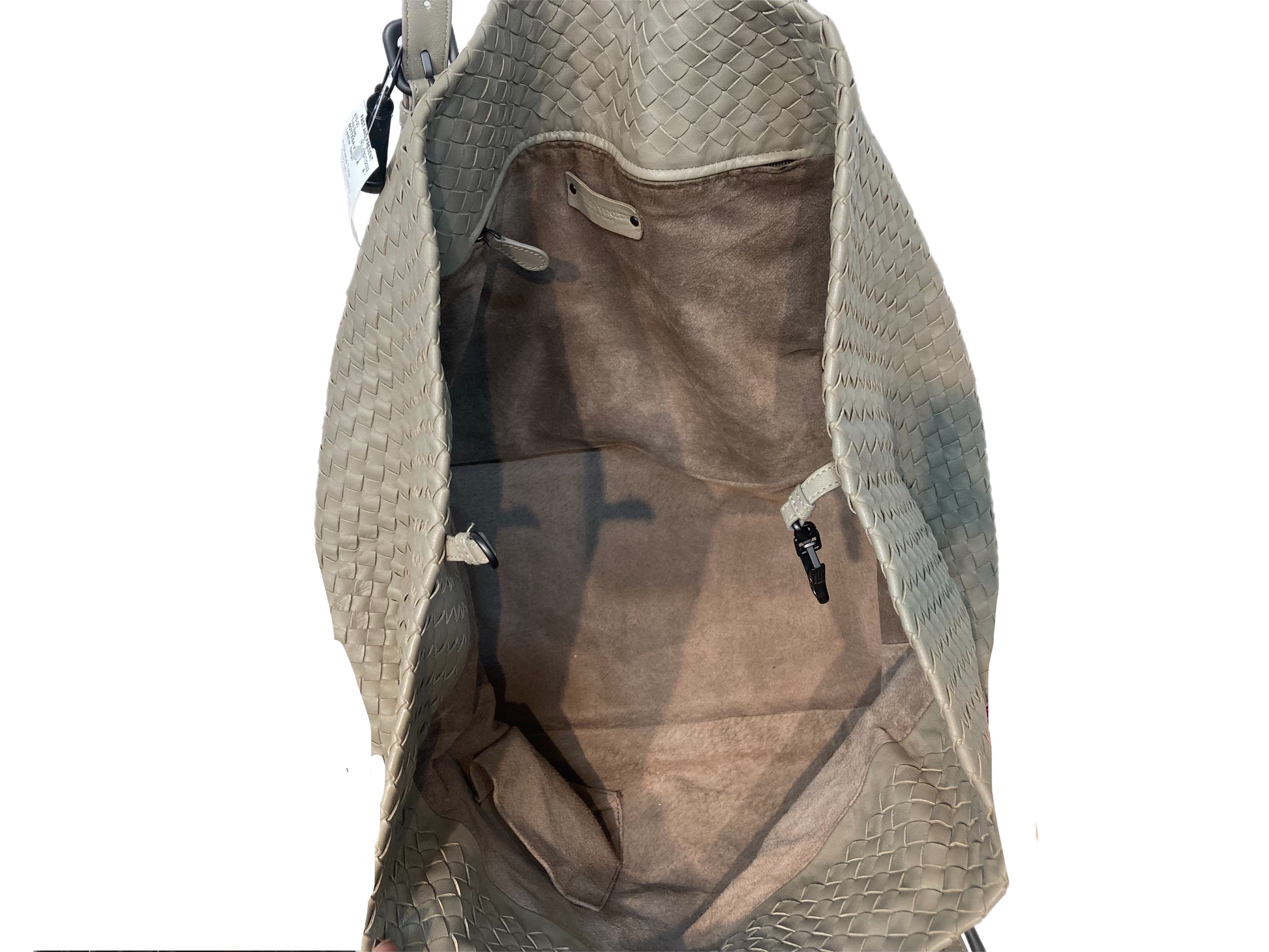 Bottega Veneta Rich Lambskin Signature Taupe Woven Double-Handle Shoulder  Bag