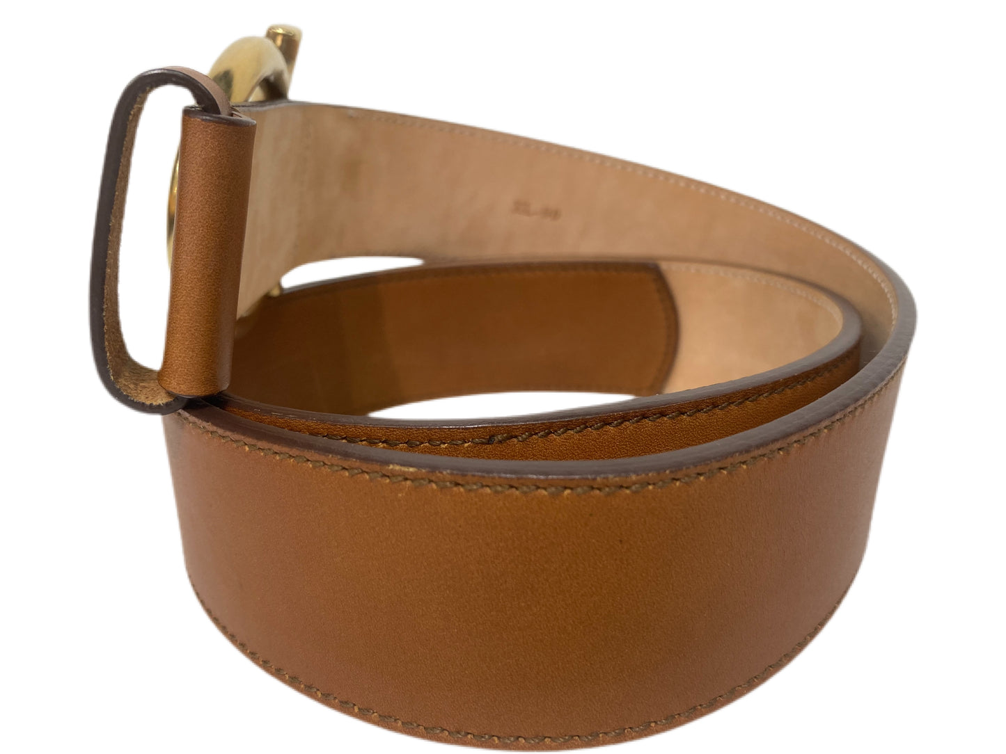 SALVATORE FERRAGAMO Leather Logo Belt Brown Size XL-90