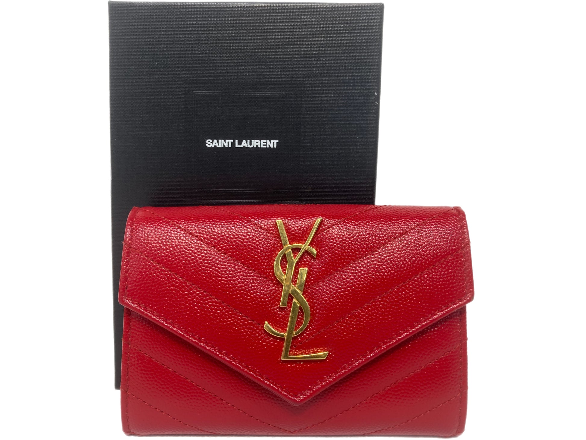 Used B/Standard] YVES SAINT LAURENT Vintage V Stitch Square Women's Tote  Bag Red 20416843