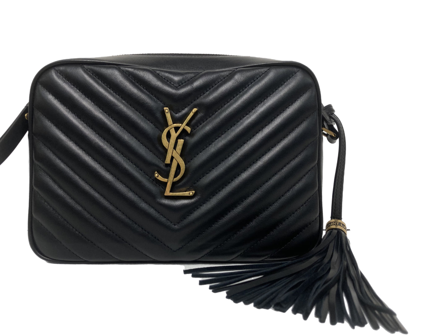 YVES SAINT LAURENT Leather Lou Crossbody Bag Black