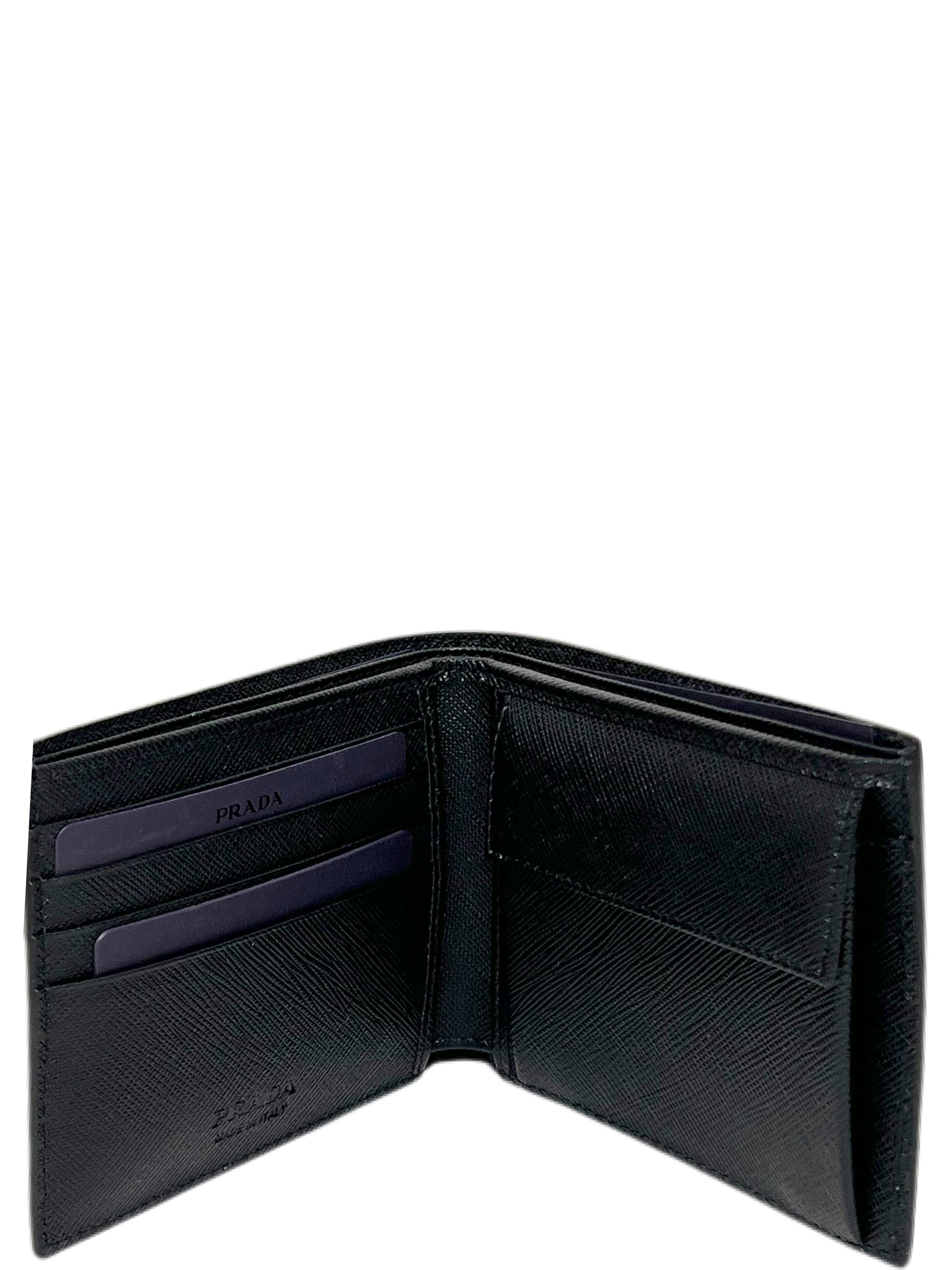 Prada Saffiano Leather Snap Bifold Wallet in Black for Men