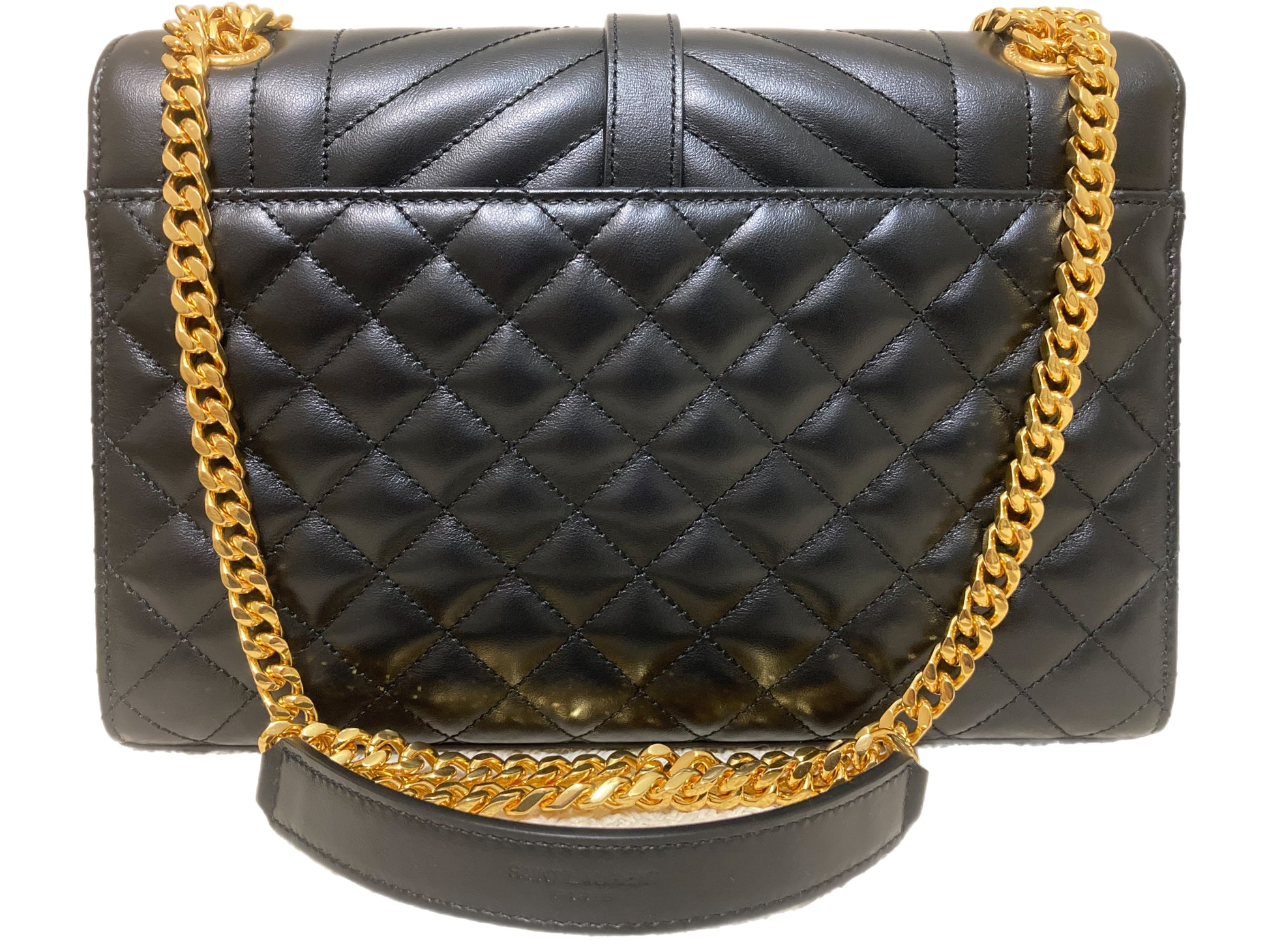 YVES SAINT LAURENT Leather Envelope Flap Bag Black – Past & Present Boutique